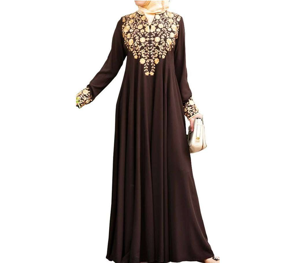 Floral Embroidery Coffee Color Abaya