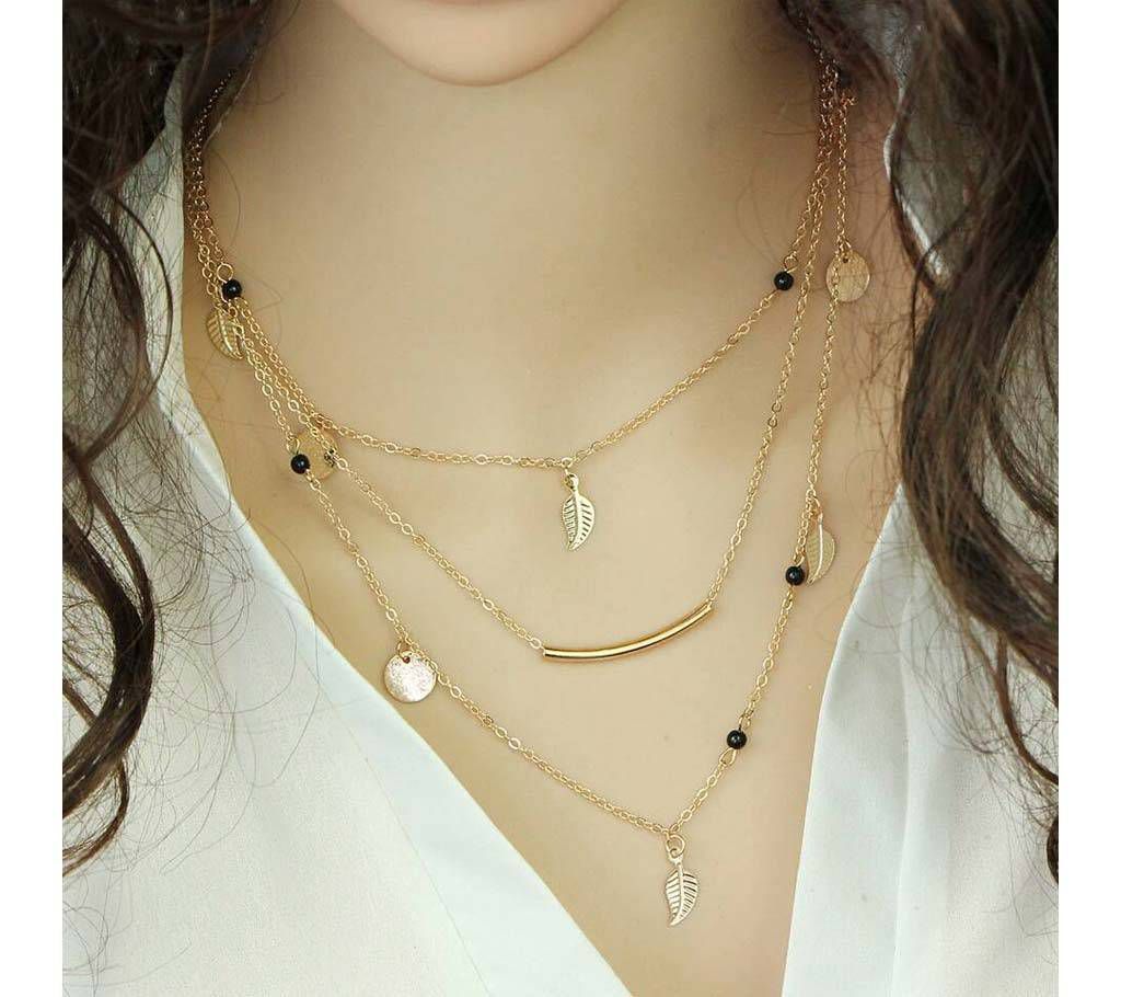 Multilayer chain setting necklace 