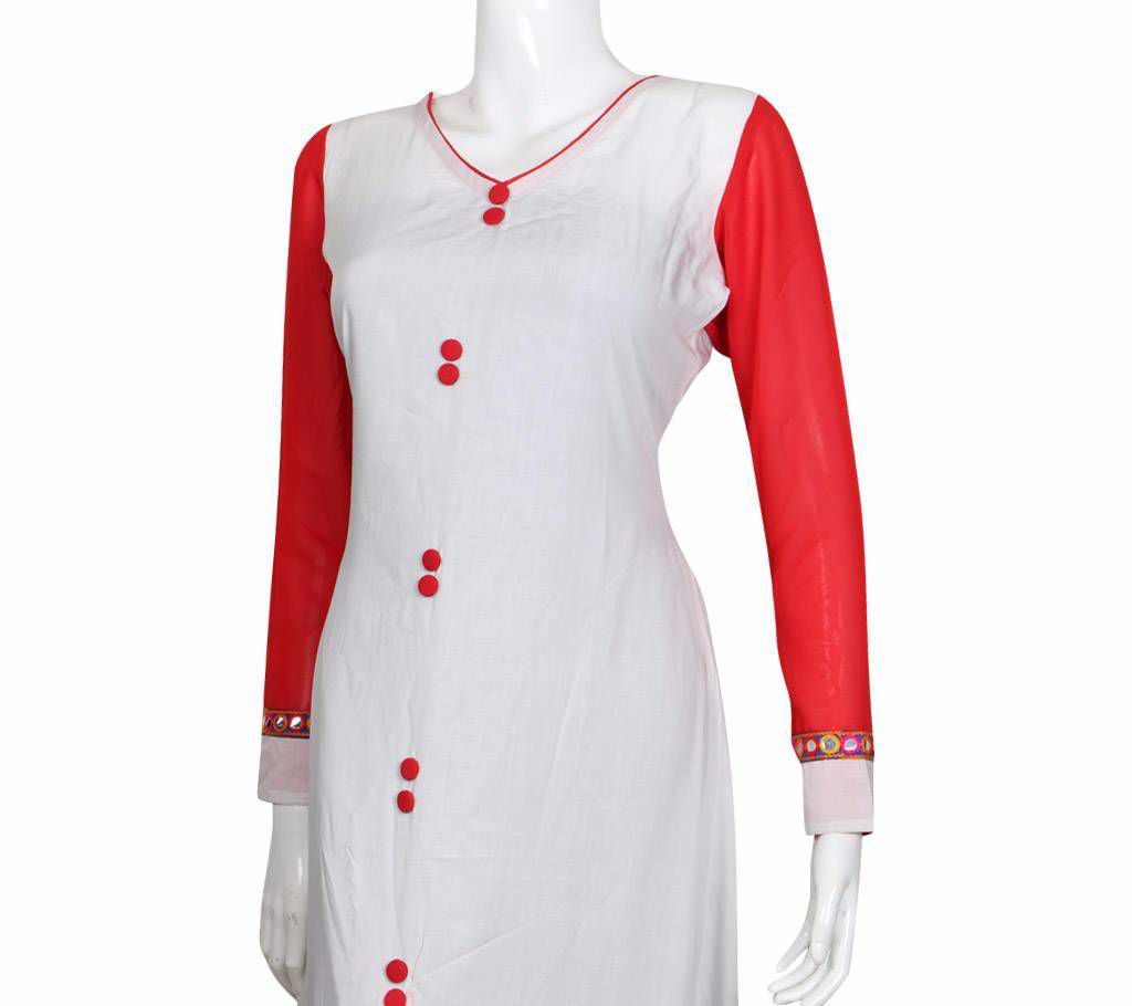 China linen red and white kurti