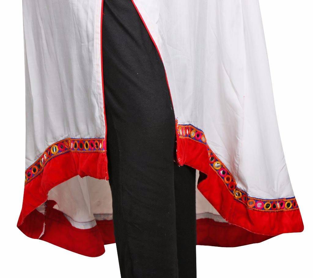 China linen red and white kurti