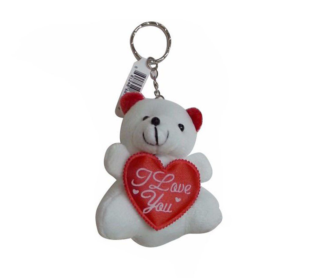 I Love You Teddy Bear Key Ring - White