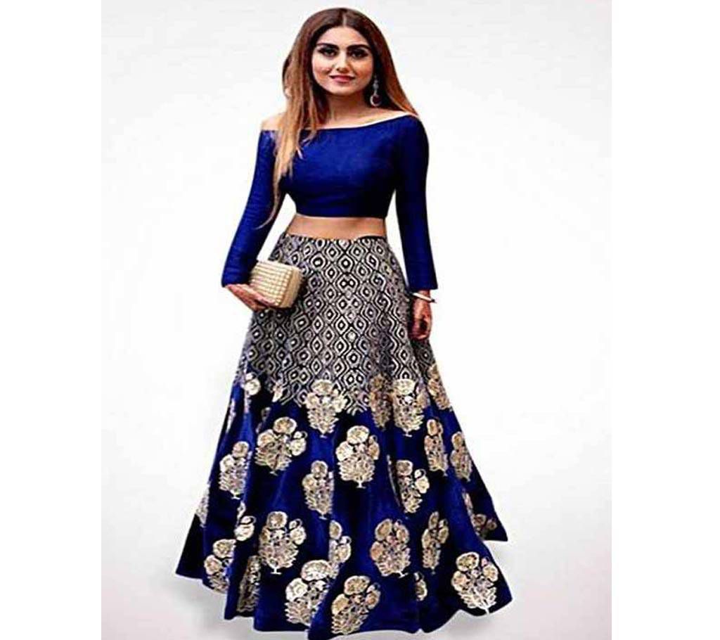 Unstitched Blue Embroidery Georgette Lehenga (Copy)