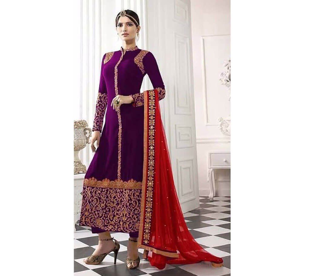 Semistitched georgette embroidery long party suit(copy)